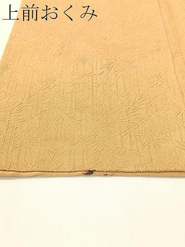 平和屋着物▼上質な色無地 笹竹地紋 小麦色 正絹 逸品 CABF0729vp