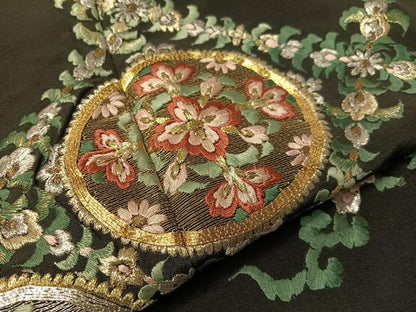平和屋着物▼豪華黒留袖 総刺繍 駒刺繍 更紗唐草丸文 金銀糸 正絹 逸品 CABF0737vp