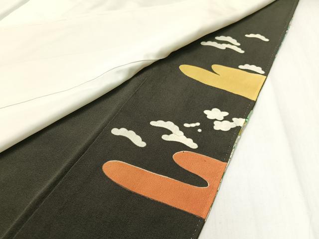 平和屋着物▼豪華黒留袖 手描き 刺繍 重ね山松竹梅花文 金彩 正絹 逸品 CABF0739vp