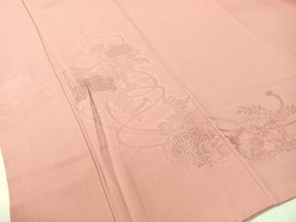 平和屋着物▼豪華色留袖 刺繍 雪輪花地紋 薄紅梅色 正絹 逸品 CABF0748vp
