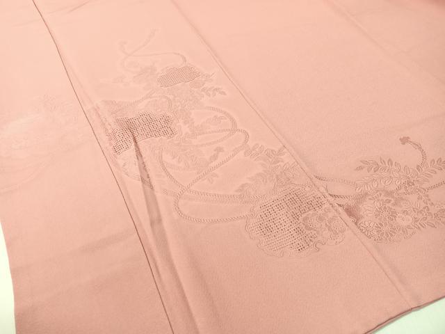平和屋着物▼豪華色留袖 刺繍 雪輪花地紋 薄紅梅色 正絹 逸品 CABF0748vp