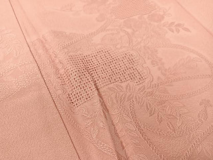 平和屋着物▼豪華色留袖 刺繍 雪輪花地紋 薄紅梅色 正絹 逸品 CABF0748vp