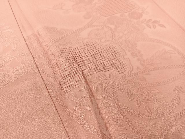 平和屋着物▼豪華色留袖 刺繍 雪輪花地紋 薄紅梅色 正絹 逸品 CABF0748vp