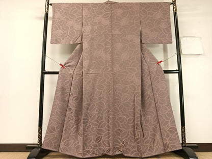 平和屋着物▼上質な小紋 地紋起こし 舞葉文 正絹 逸品 CABF0757vp