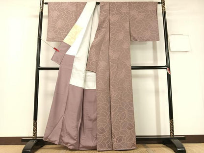 平和屋着物▼上質な小紋 地紋起こし 舞葉文 正絹 逸品 CABF0757vp