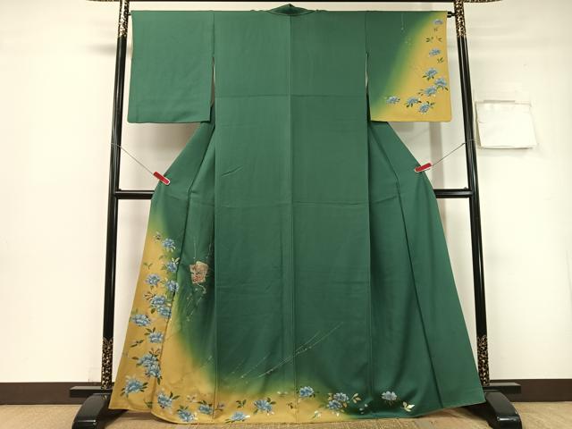 平和屋着物▼訪問着 螺鈿 破れ色紙舞花文 暈し染め 金銀彩 正絹 逸品 CABF0759vp