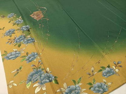 平和屋着物▼訪問着 螺鈿 破れ色紙舞花文 暈し染め 金銀彩 正絹 逸品 CABF0759vp