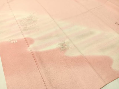 平和屋着物▼中国三大刺繍 スワトウ刺繍 総刺繍 立波扇面花文 暈し染め 訪問着 正絹 逸品 CABF0760vp