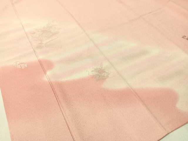 平和屋着物▼中国三大刺繍 スワトウ刺繍 総刺繍 立波扇面花文 暈し染め 訪問着 正絹 逸品 CABF0760vp