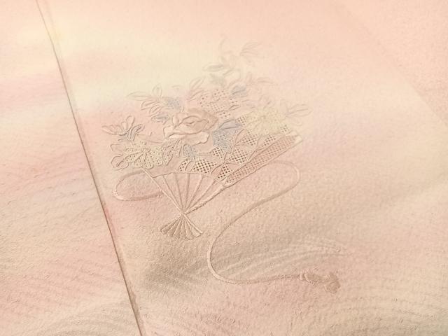 平和屋着物▼中国三大刺繍 スワトウ刺繍 総刺繍 立波扇面花文 暈し染め 訪問着 正絹 逸品 CABF0760vp