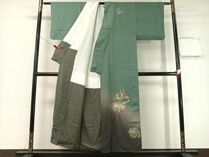 平和屋着物▼訪問着 総刺繍 東海道五十三次 暈し染め 正絹 逸品 CABF0763vp