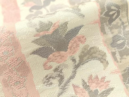 平和屋着物●本場筑前博多織　八寸名古屋帯　更紗間道　銀糸　正絹　逸品　CABF0772vp