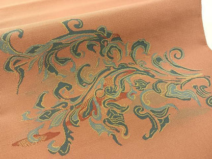 平和屋着物●爪掻き本綴れ　八寸名古屋帯　唐草文　正絹　逸品　未使用　CABF0773vp