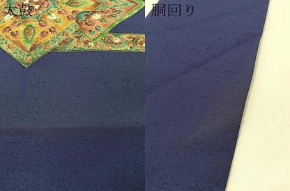 平和屋着物●九寸名古屋帯　ひげ紬　更紗菱文　金彩　正絹　逸品　CABF0774vp