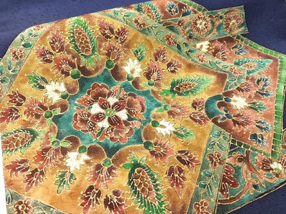 平和屋着物●九寸名古屋帯　ひげ紬　更紗菱文　金彩　正絹　逸品　CABF0774vp