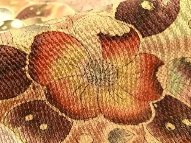 平和屋着物●伝統工芸士　水野保　保辻が花染　九寸名古屋帯　手描き　鬼しぼ縮緬　正絹　逸品　CABF0775vp