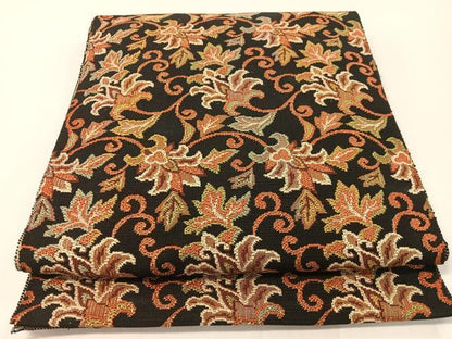平和屋着物●八寸名古屋帯　更紗唐草文　黒地　金糸　正絹　逸品　CABF0777vp