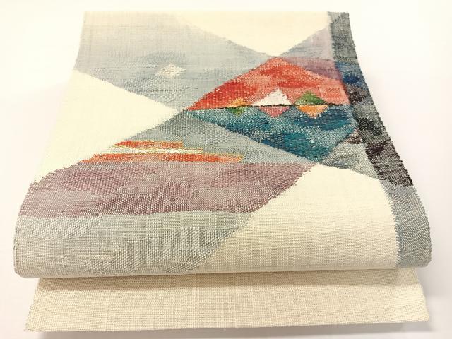 平和屋着物●八寸名古屋帯　紬地　吉祥文　金糸　正絹　逸品　CABF0779vp