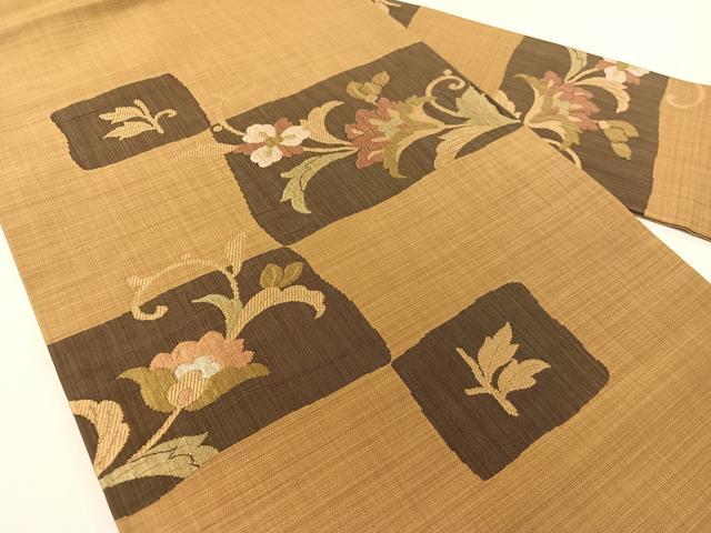 平和屋着物●九寸名古屋帯　更紗唐草文　正絹　逸品　CABF0780vp