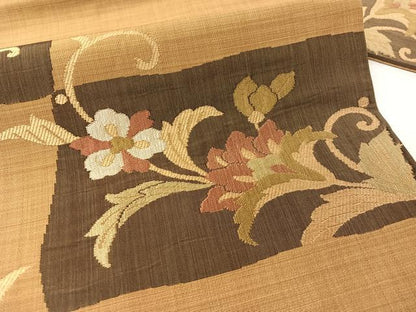 平和屋着物●九寸名古屋帯　更紗唐草文　正絹　逸品　CABF0780vp