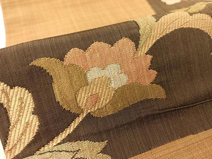 平和屋着物●九寸名古屋帯　更紗唐草文　正絹　逸品　CABF0780vp