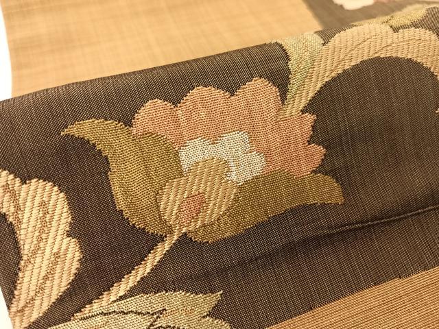平和屋着物●九寸名古屋帯　更紗唐草文　正絹　逸品　CABF0780vp