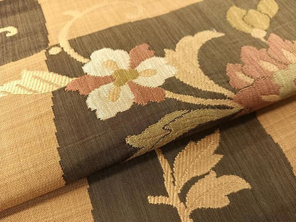 平和屋着物●九寸名古屋帯　更紗唐草文　正絹　逸品　CABF0780vp