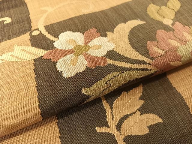 平和屋着物●九寸名古屋帯　更紗唐草文　正絹　逸品　CABF0780vp