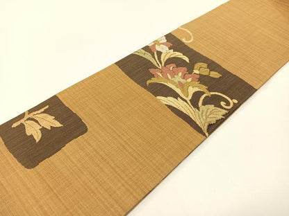 平和屋着物●九寸名古屋帯　更紗唐草文　正絹　逸品　CABF0780vp