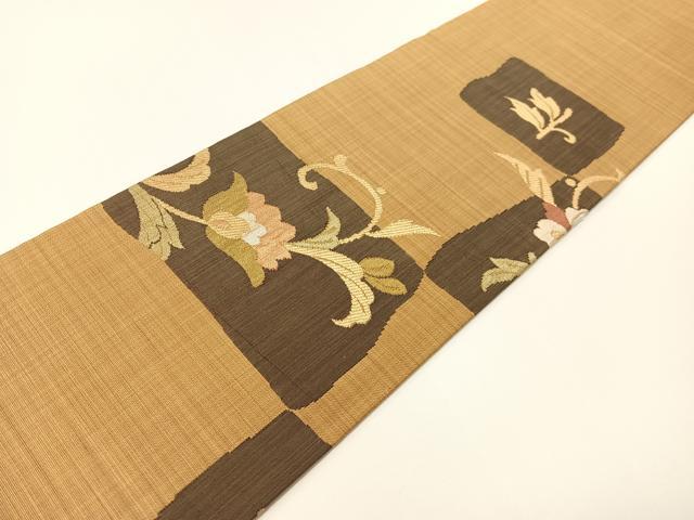 平和屋着物●九寸名古屋帯　更紗唐草文　正絹　逸品　CABF0780vp
