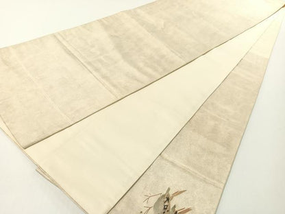 平和屋着物●太鼓柄袋帯　総刺繍　すずめ　正絹　逸品　CABF0786vp