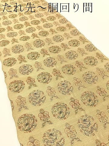 平和屋着物●全通柄京袋帯　雲龍　金糸　正絹　逸品　CABF0787vp