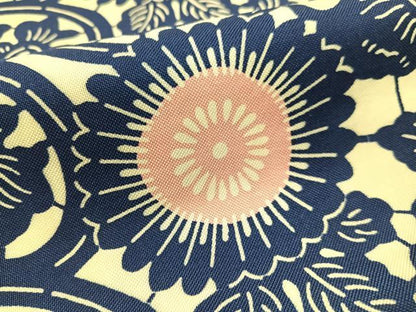 平和屋着物●九寸開き名古屋帯　型染め　藍　菊唐草文　綿　逸品　CABF0789vp