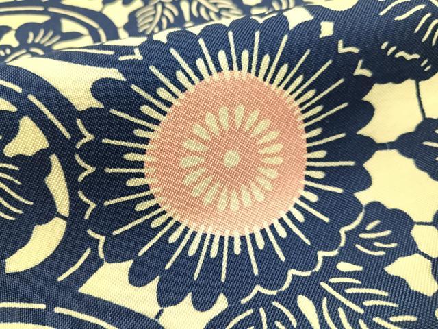 平和屋着物●九寸開き名古屋帯　型染め　藍　菊唐草文　綿　逸品　CABF0789vp