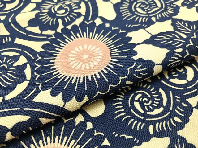 平和屋着物●九寸開き名古屋帯　型染め　藍　菊唐草文　綿　逸品　CABF0789vp
