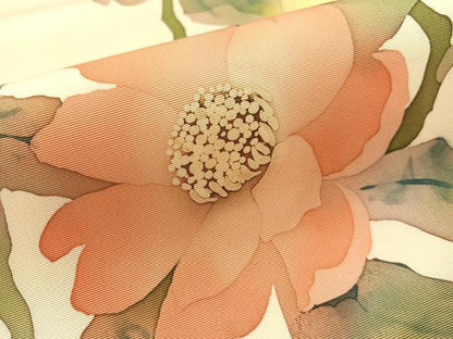 平和屋着物●塩瀬　九寸名古屋帯　ろうけつ染め　枝花文　正絹　逸品　CABF0790vp