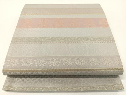 平和屋着物●六通柄京袋帯　更紗横段文　金銀糸　正絹　逸品　CABF0792vp
