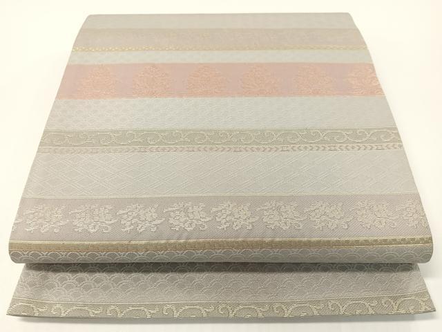 平和屋着物●六通柄京袋帯　更紗横段文　金銀糸　正絹　逸品　CABF0792vp