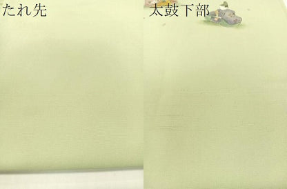 平和屋着物●塩瀬　九寸名古屋帯　作家物　手描き　雛人形　五泉　反端付き　正絹　逸品　CABF0799vp