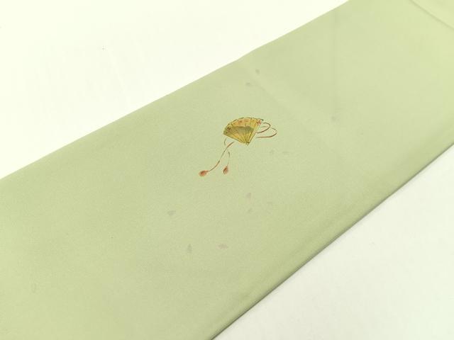 平和屋着物●塩瀬　九寸名古屋帯　作家物　手描き　雛人形　五泉　反端付き　正絹　逸品　CABF0799vp