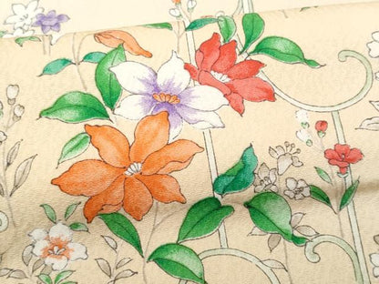 平和屋着物■上質な小紋　花唐草文　正絹　逸品　CABF0851fb