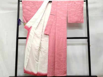 平和屋着物■上質な色無地　草花吉祥地紋　桃色　正絹　逸品　CABF0869fb