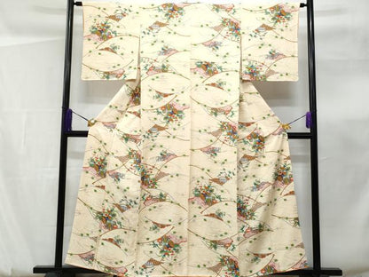 平和屋着物■上質な小紋　御所車花文　正絹　逸品　CABF0871fb