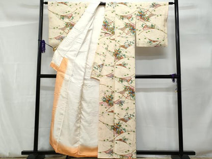 平和屋着物■上質な小紋　御所車花文　正絹　逸品　CABF0871fb