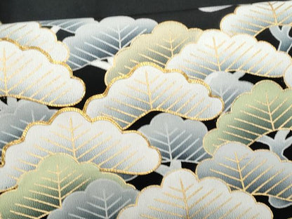 平和屋着物■豪華黒留袖　駒刺繍　枝松文　金彩　正絹　逸品　CABF0879fb