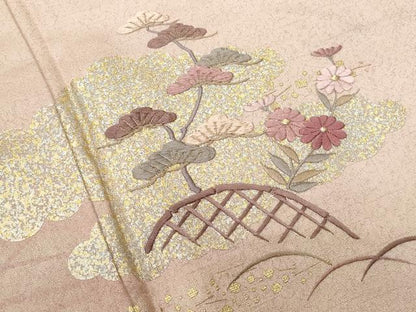 平和屋着物■訪問着　刺繍　雲取り籬枝花松文　暈し染め　金銀彩　やまと誂製　正絹　逸品　CABF0889fb
