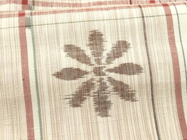 平和屋着物■上質な紬　格子舞花文　正絹　逸品　CABF0899fb