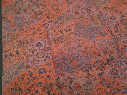 平和屋着物■上質な小紋 紬地 更紗花鳥文 正絹 逸品 CABF0904fb