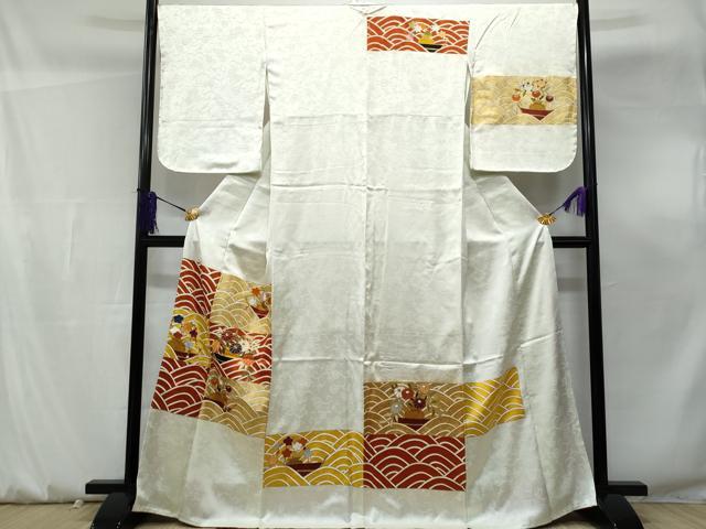 平和屋着物■訪問着 駒刺繍 立波舟陶器花文 金彩 正絹 逸品 CABF0908fb