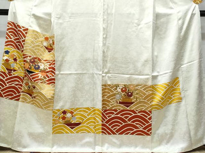 平和屋着物■訪問着 駒刺繍 立波舟陶器花文 金彩 正絹 逸品 CABF0908fb